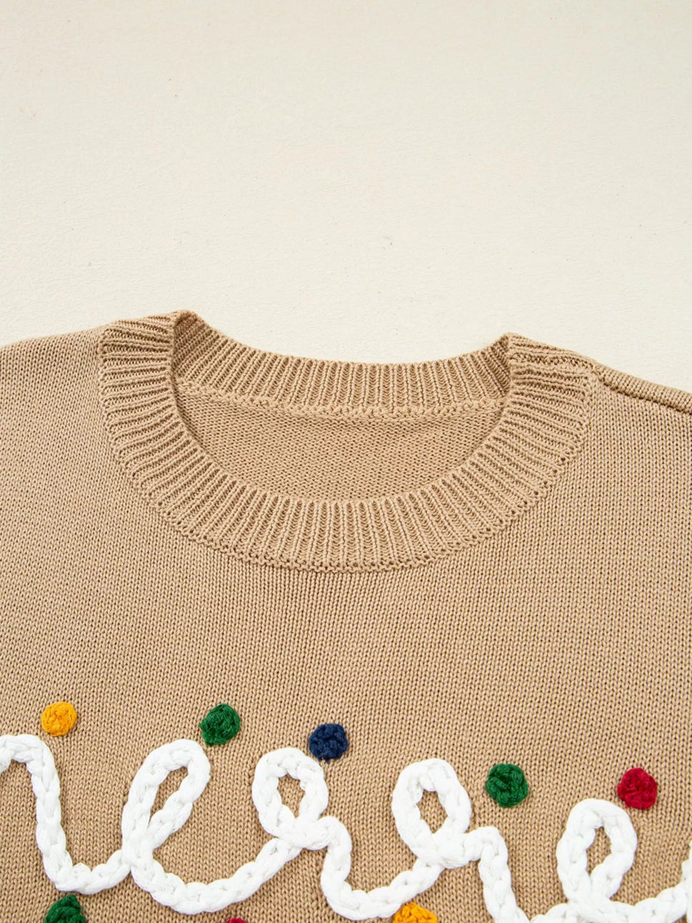 Merry Colorful Dot Detail Christmas Dolman Sweater
