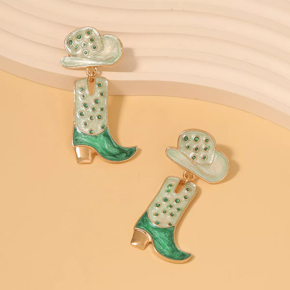 Cowgirl Boot and Hat Dangle Earrings