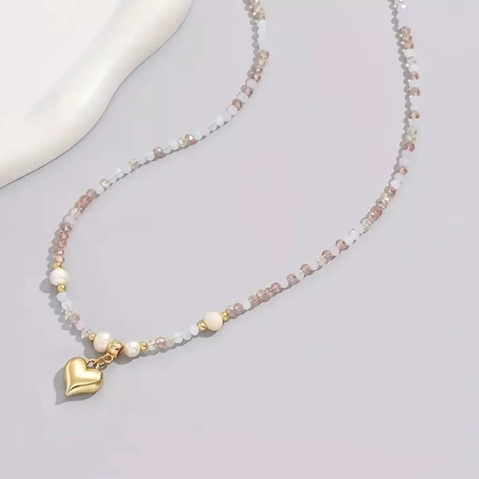 Bead Heart Pendant Necklace