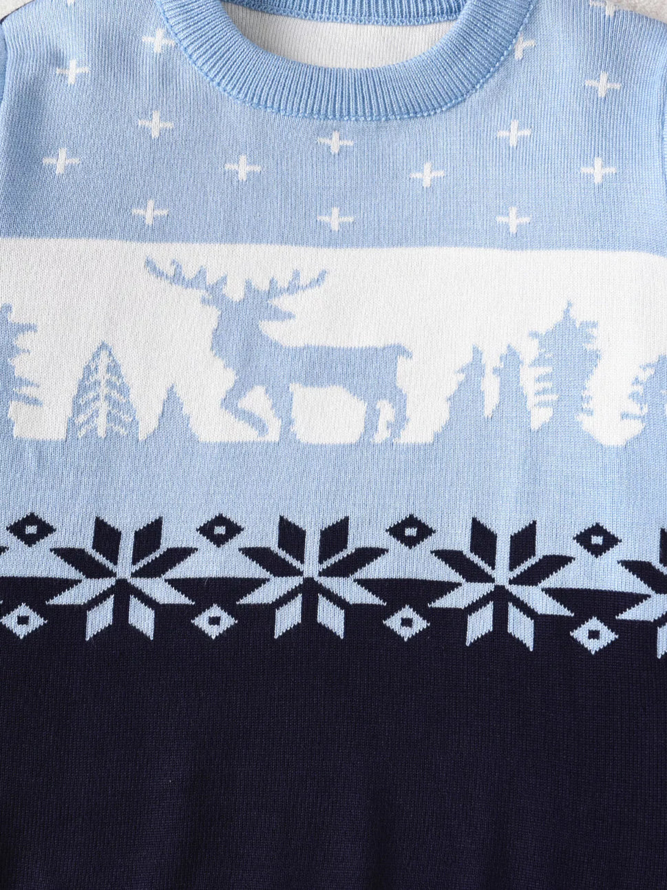Children's Christmas Reindeer Pattern Knit Sweater