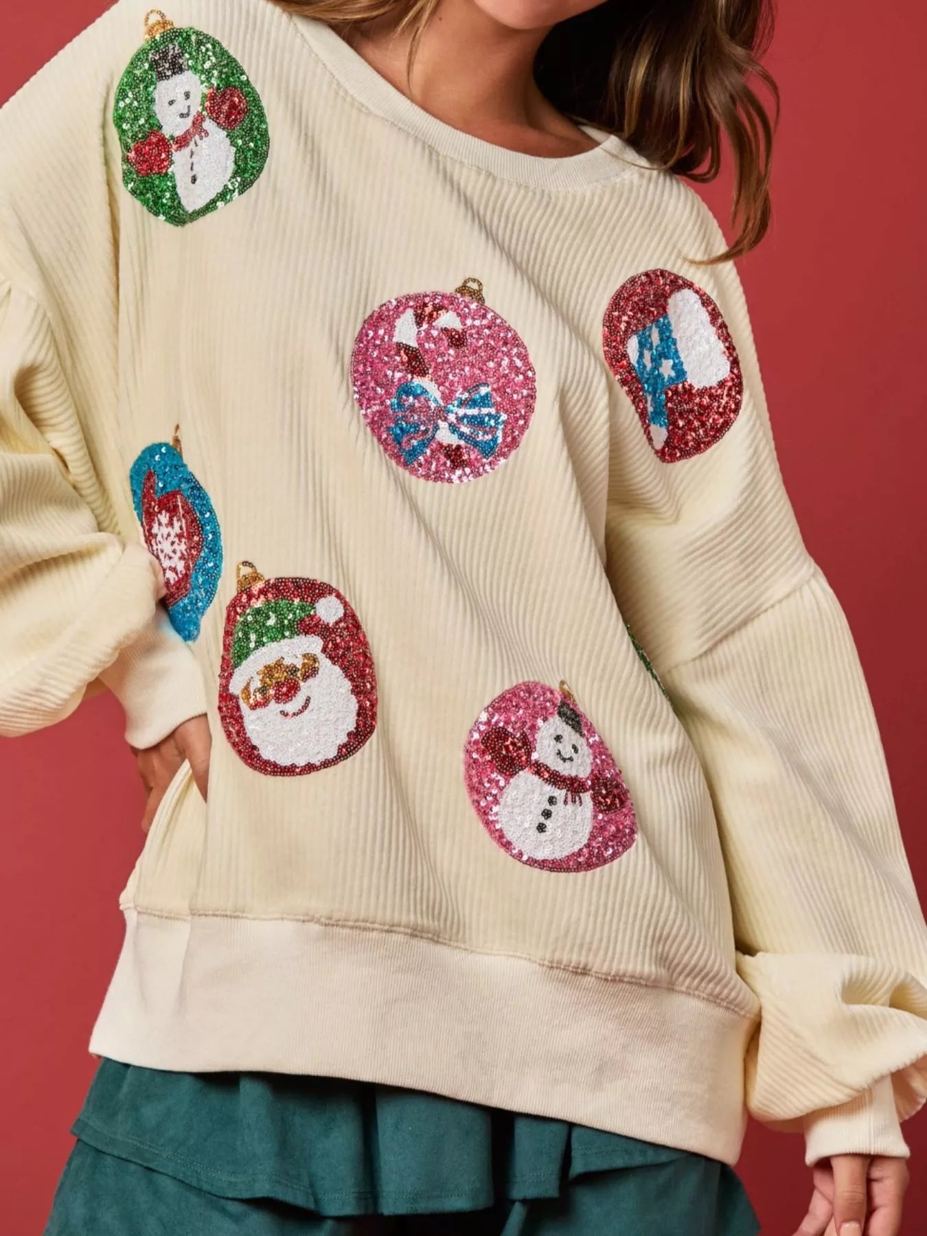 Christmas Sequin Embellished Sweatshirt