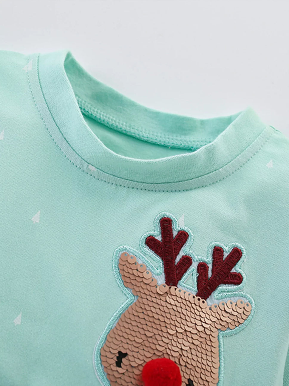 Children's Reindeer & Christmas Tree Sequin Long Sleeve Dress