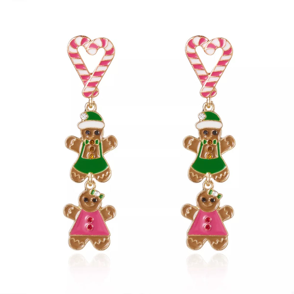 Christmas Gingerbread Drop Earrings