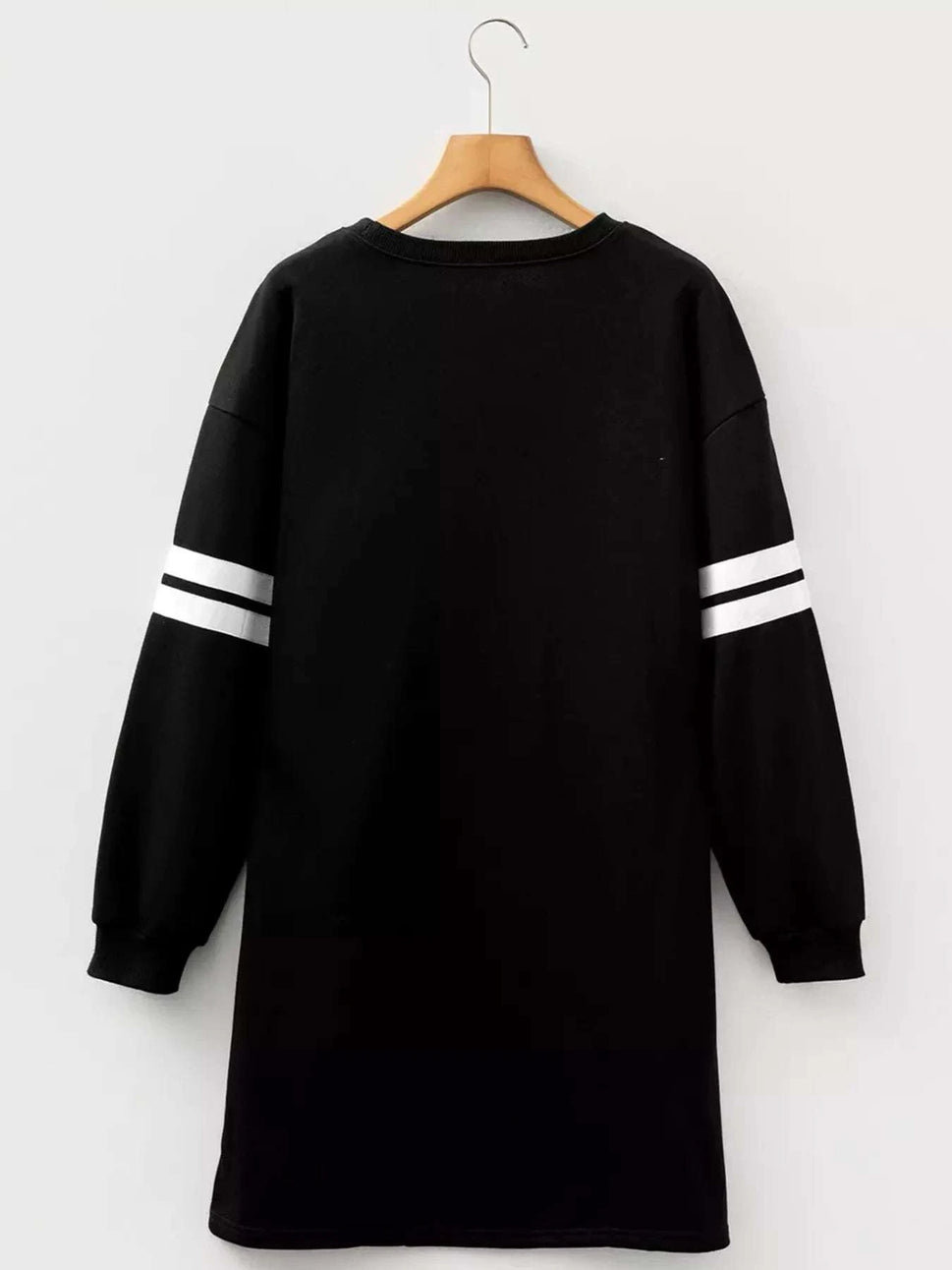 Christmas Sequin Nutcracker-man Graphic Varsity Striped Sleeve Sweatshirt Dress