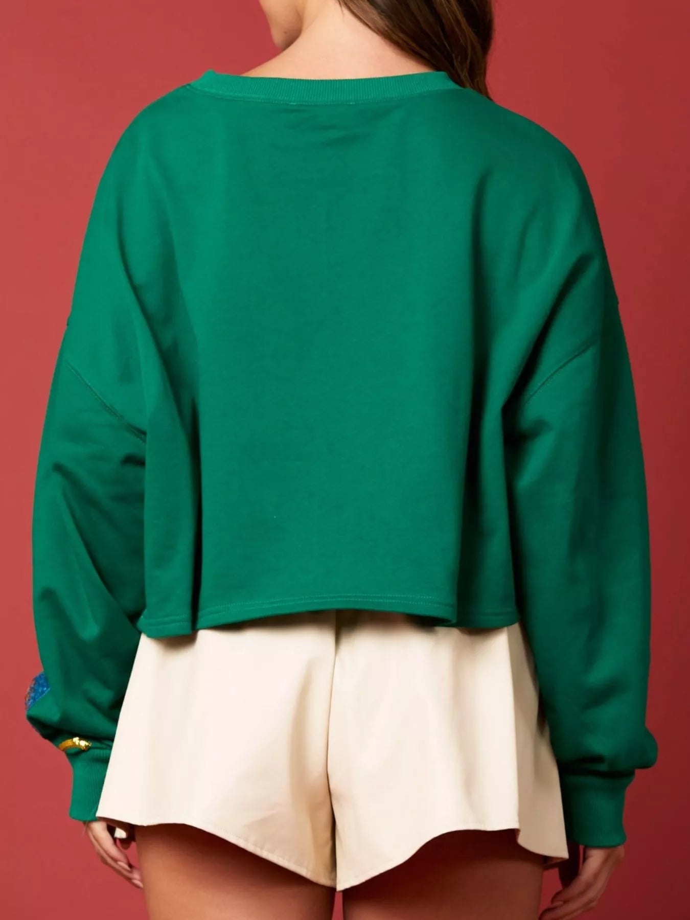 Christmas Holiday Lights Sequin Embellished Sweatshirt