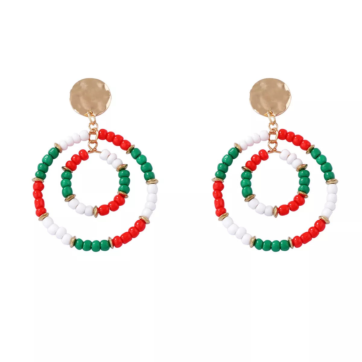 Christmas Beaded Hoop Earrings
