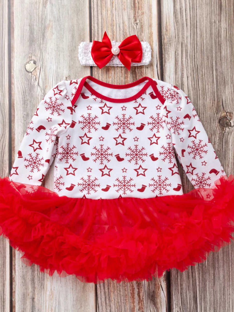 Children's Christmas One Piece Dress with Headband