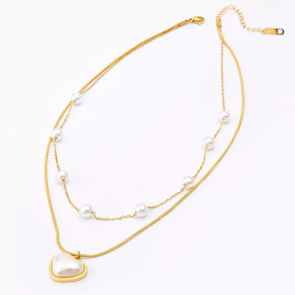 18K Gold-Plated Double Layered Heart Necklace