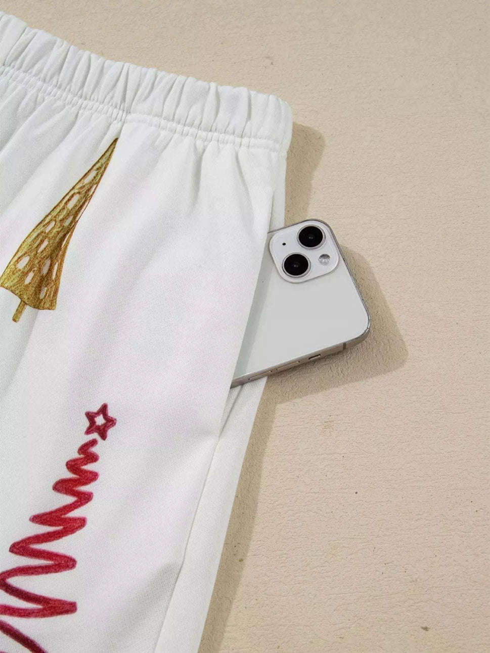 Christmas Tree Round Neck Top and Shorts Set