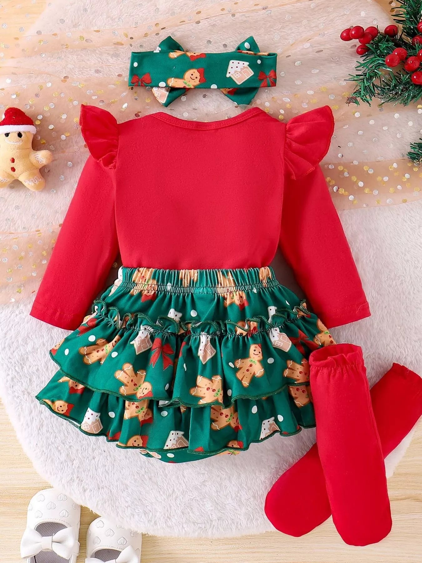 Children's My First Christmas Ruffle Sleeve Set