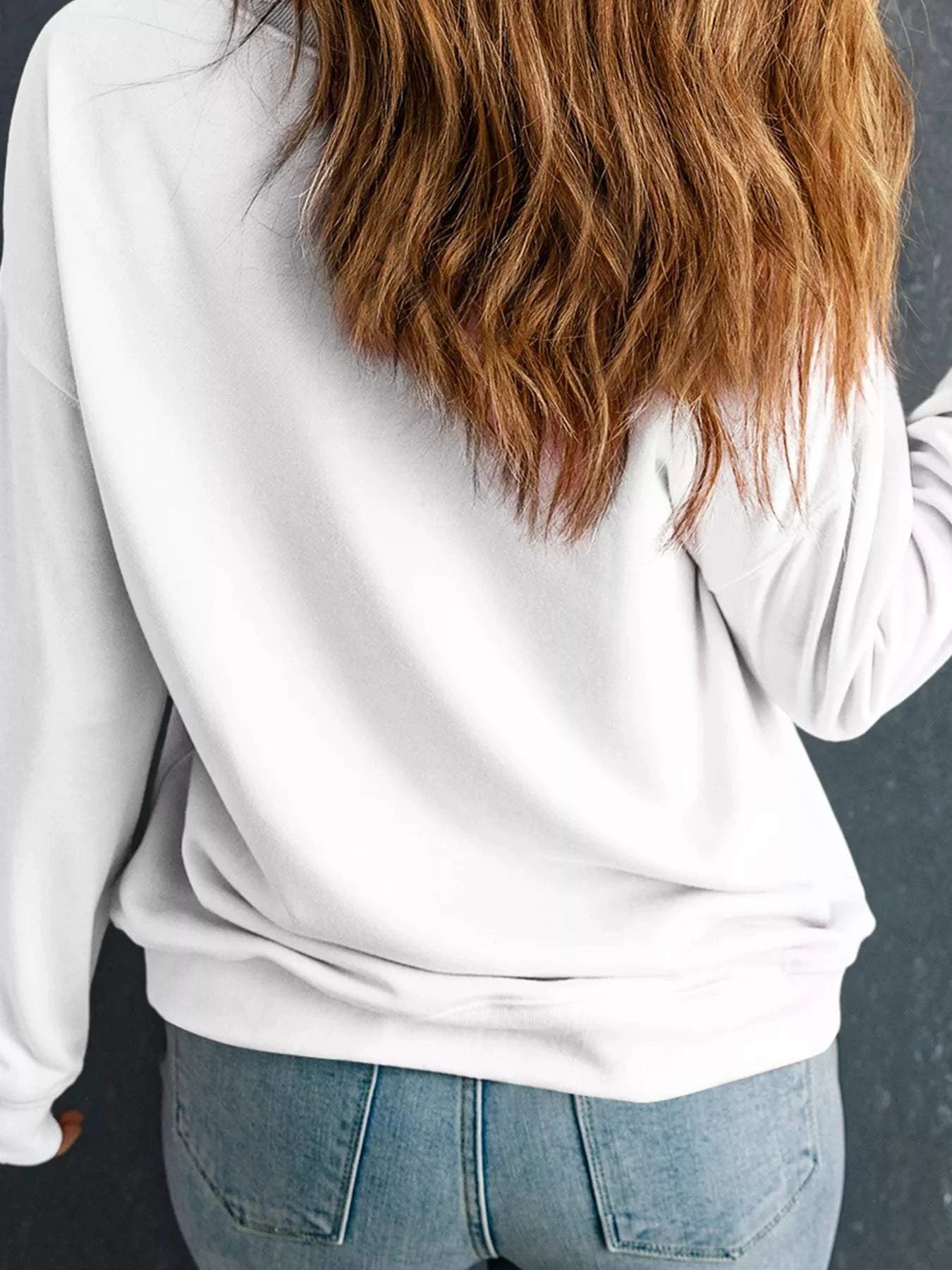 Christmas Tree Ribbon Bow Printed Drop Shoulder Sweatshirt