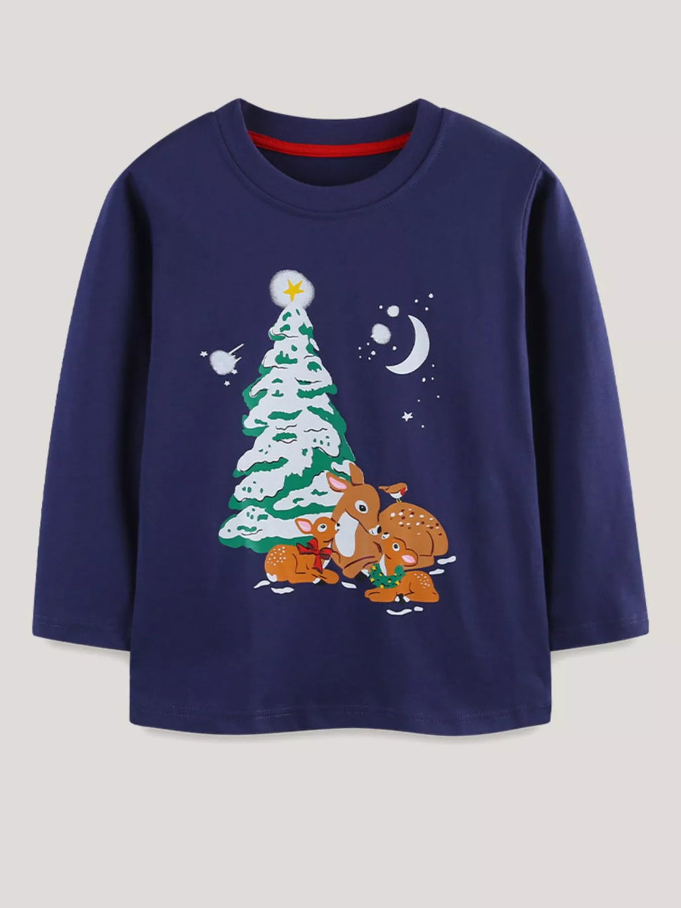Children's Christmas Deer Graphic Long Sleeve T-Shirt