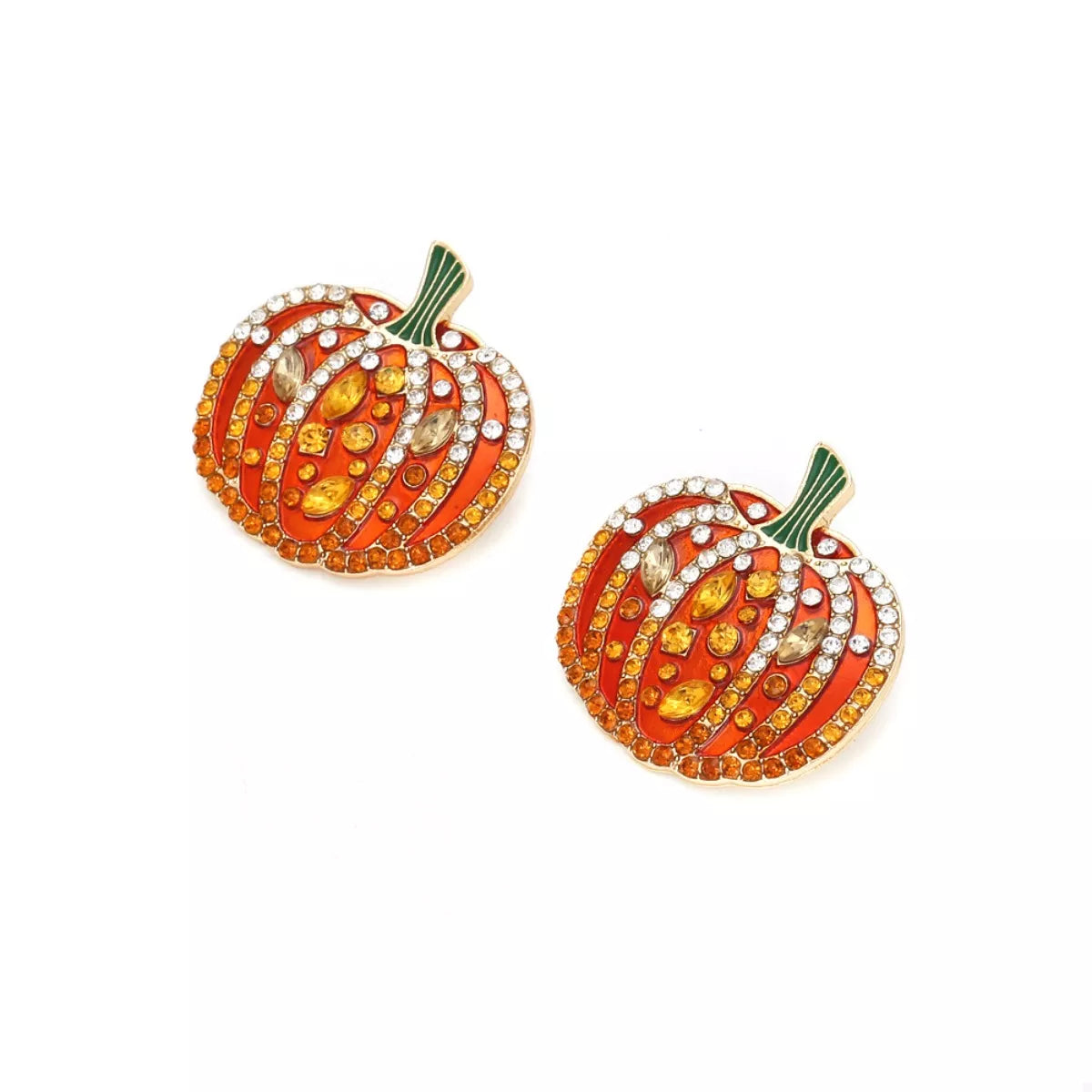 Halloween Pumpkin Rhinestone Stud Earrings