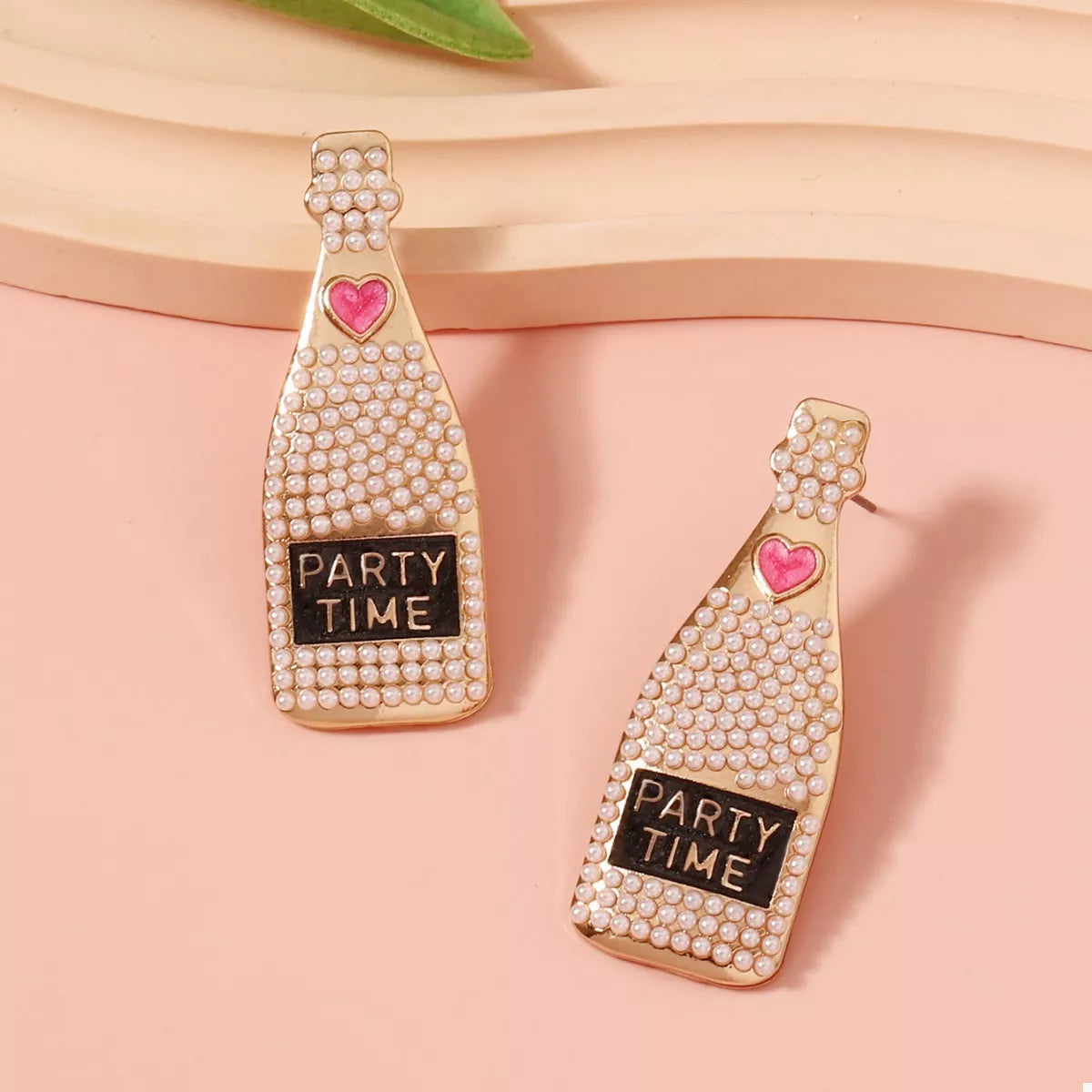 Champagne Bottle Pearl Earrings