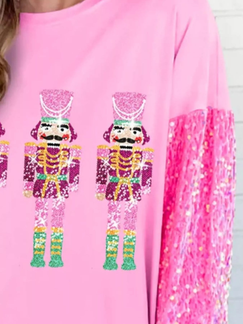 Christmas Theme Sequin Long Sleeve Sweatshirt