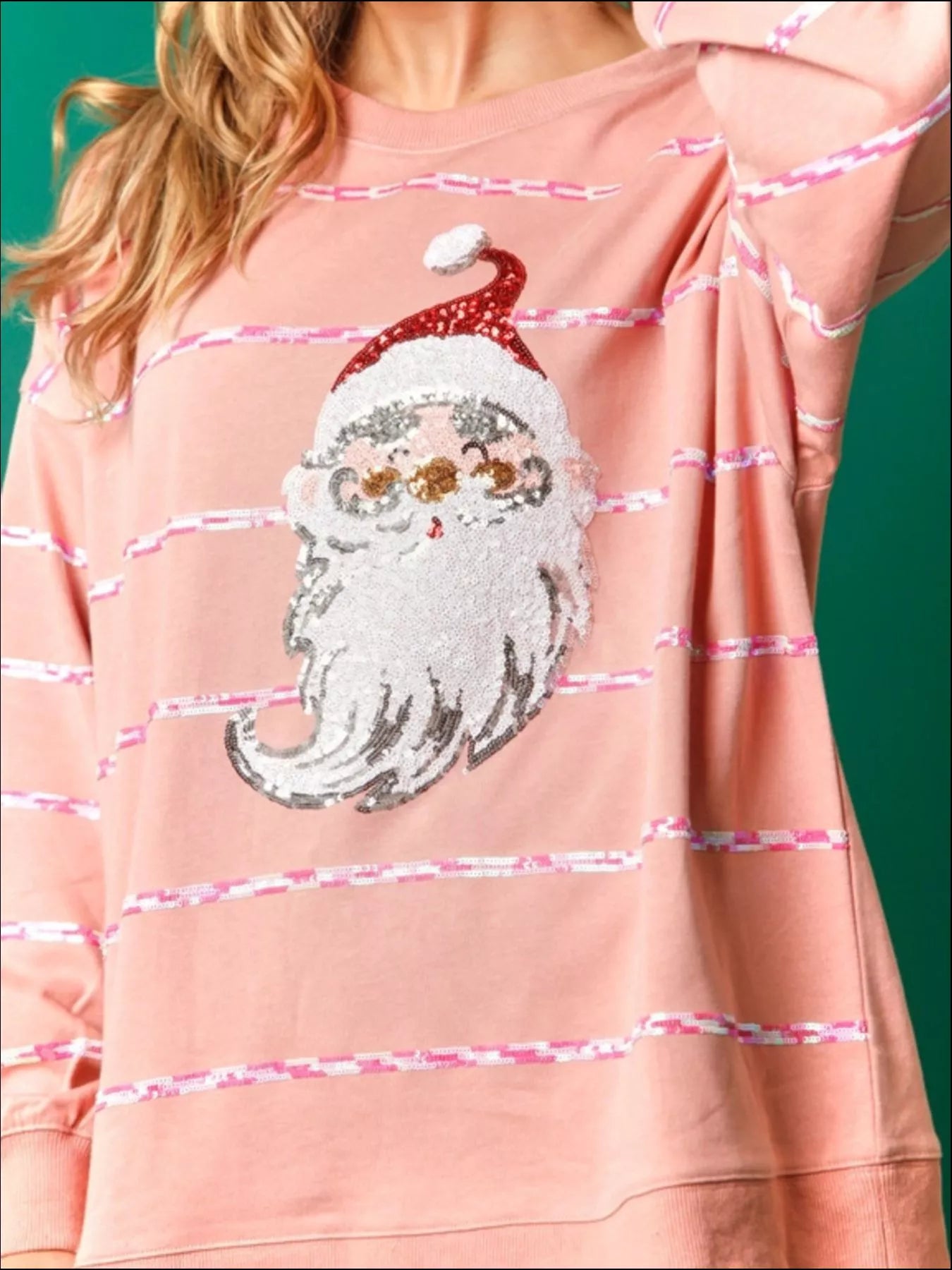 Christmas Santa Striped Long Sleeve Sweatshirt