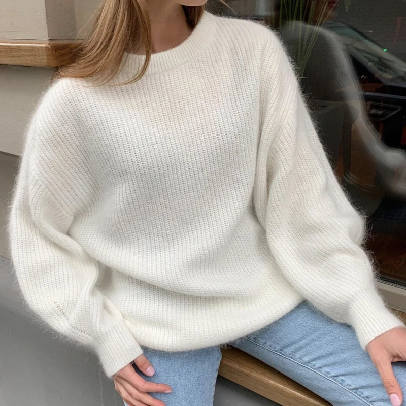 Hirsionsan Soft Loose Knitted Cashmere Sweaters for Women