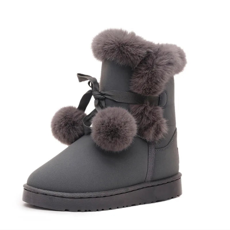 Women's Warm Fur Snow Boots with Fur Ball | Alfadarling