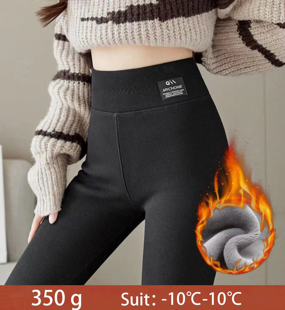 Thermal Fleece High-Waist Ribbed Leggings