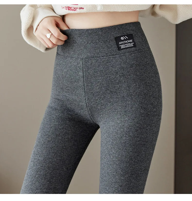 Thermal Fleece High-Waist Ribbed Leggings