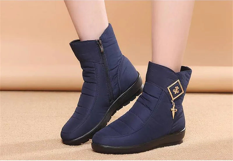 Women's Warm Fur Ankle Snow Boots with Wedge Heel | Alfadarling