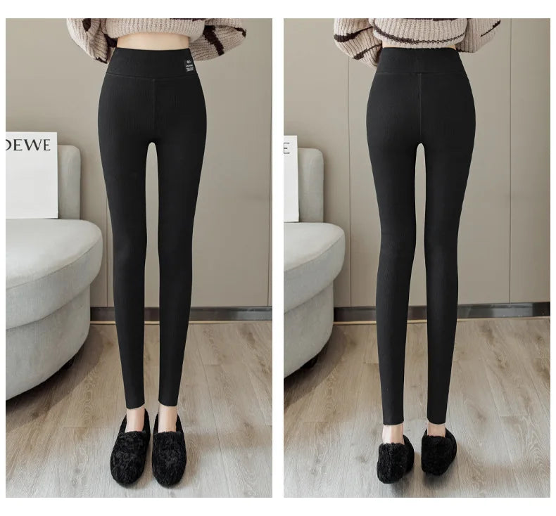 Thermal Fleece High-Waist Ribbed Leggings