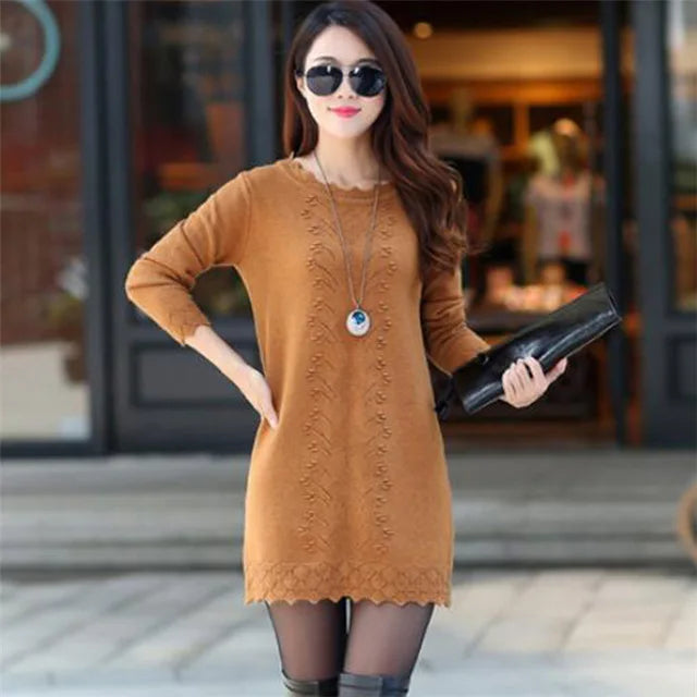 Women’s Long Sleeve Knitted Sweater Dress