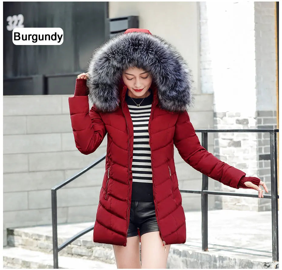 Slim Women Winter Jacket - Warm Cotton Padded Coat