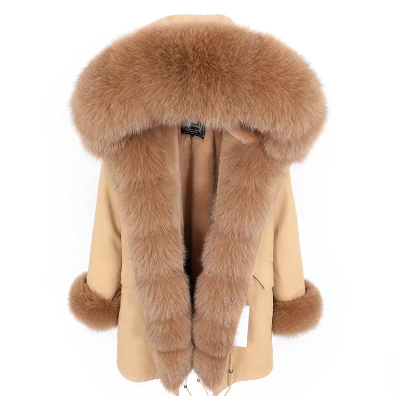 Luxury Hooded Real Fox Fur Jacket