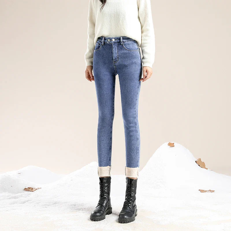 ZOENOVA Winter Velvet High Waist Skinny Jeans