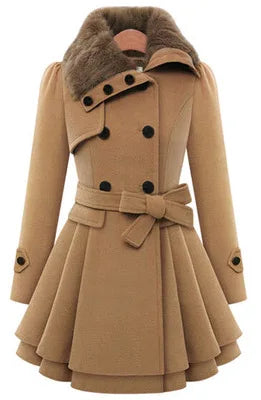 Women's Winter Slim Long Wool Sherpa Coat