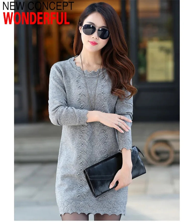 Women’s Long Sleeve Knitted Sweater Dress