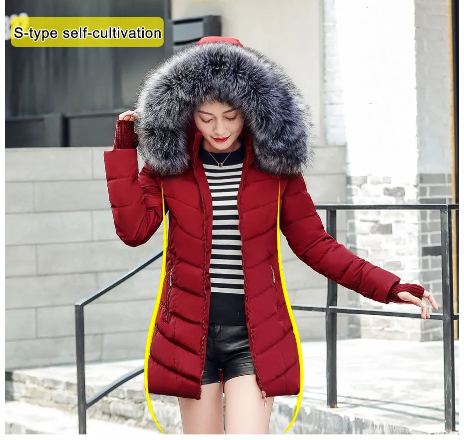 Slim Women Winter Jacket - Warm Cotton Padded Coat