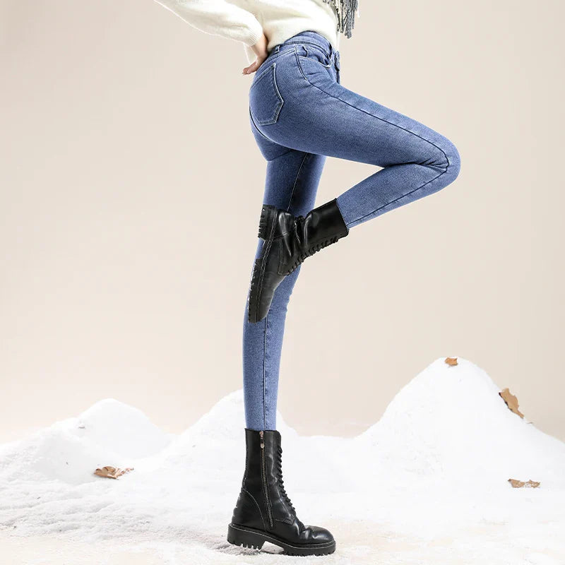 ZOENOVA Winter Velvet High Waist Skinny Jeans