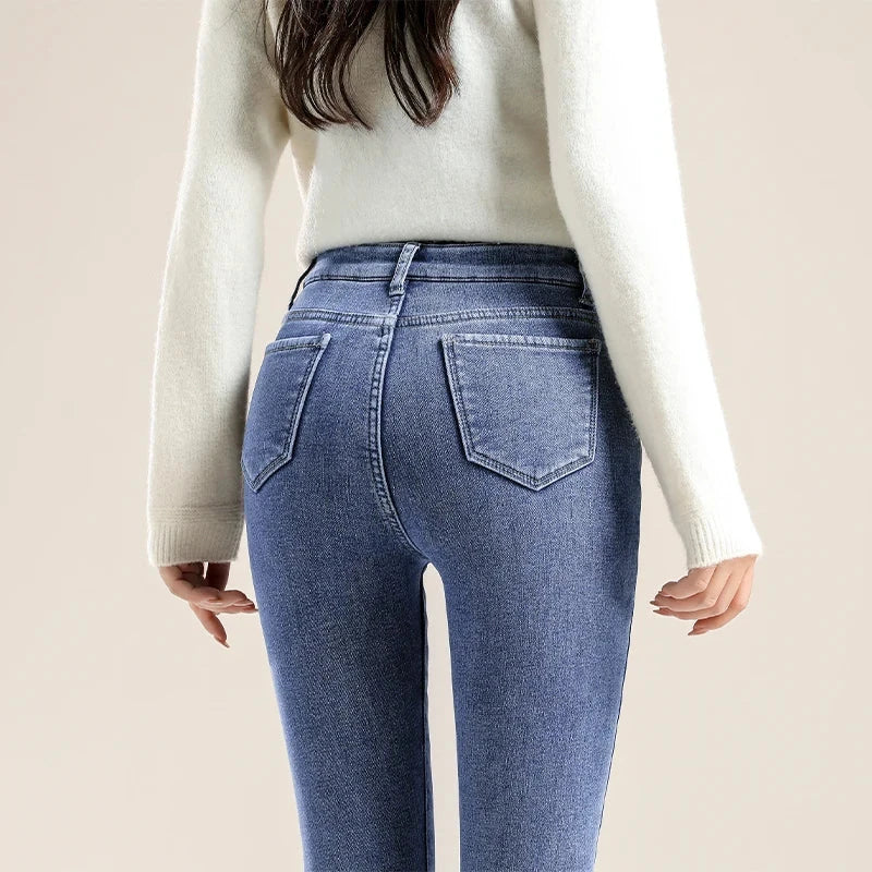 ZOENOVA Winter Velvet High Waist Skinny Jeans