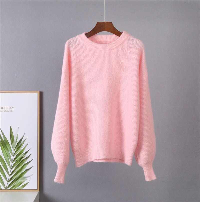 Hirsionsan Soft Loose Knitted Cashmere Sweaters for Women