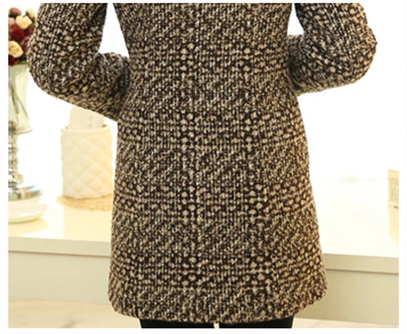 Elegant Women's Plaid Wool Blend Coat