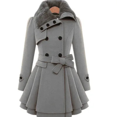 Women's Winter Slim Long Wool Sherpa Coat