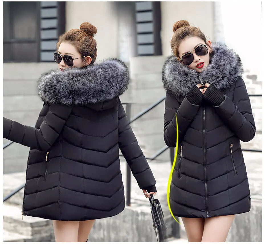 Slim Women Winter Jacket - Warm Cotton Padded Coat