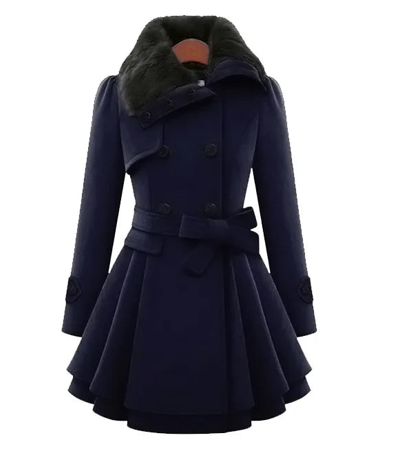 Women's Winter Slim Long Wool Sherpa Coat