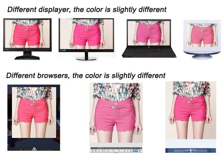 Color variation in product display on different monitors and browsers.