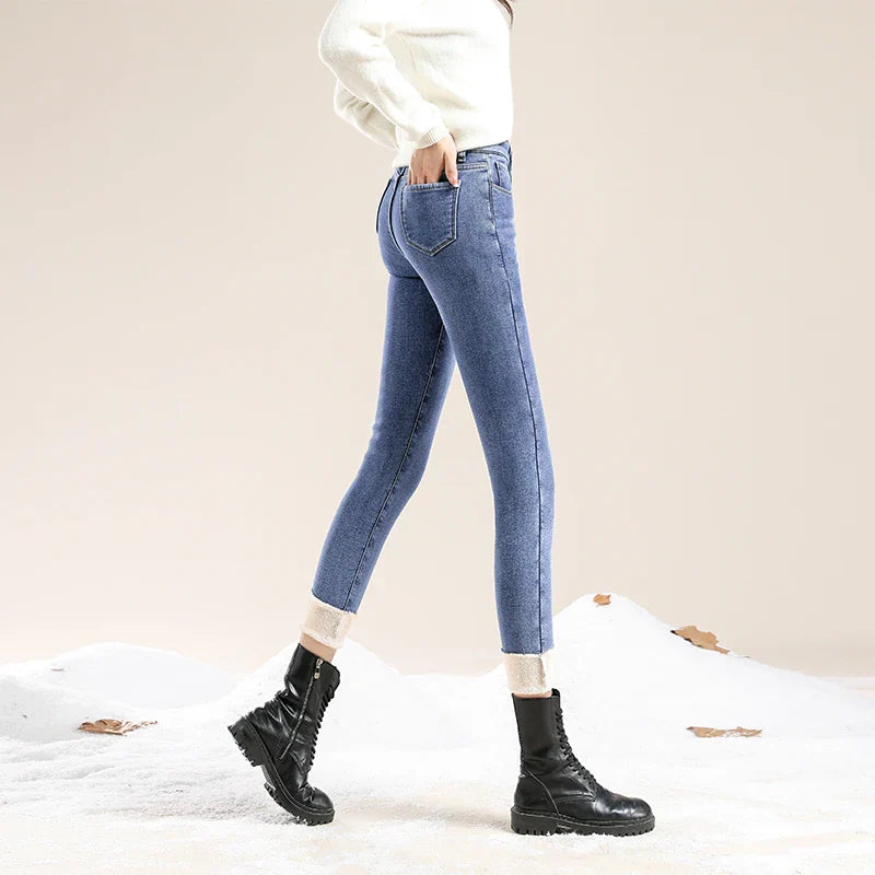 ZOENOVA Winter Velvet High Waist Skinny Jeans