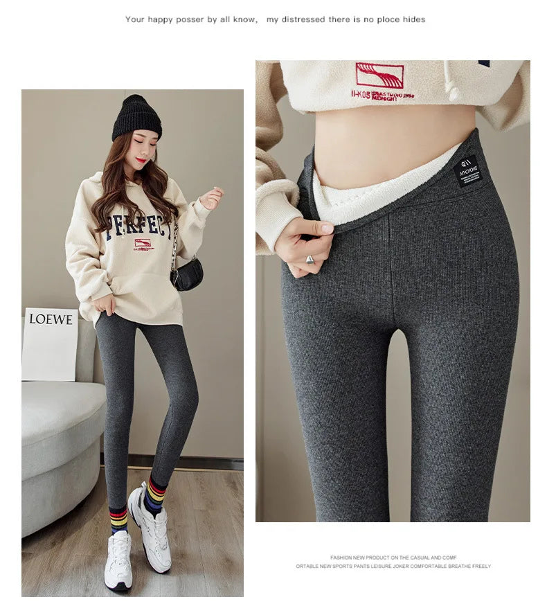 Thermal Fleece High-Waist Ribbed Leggings