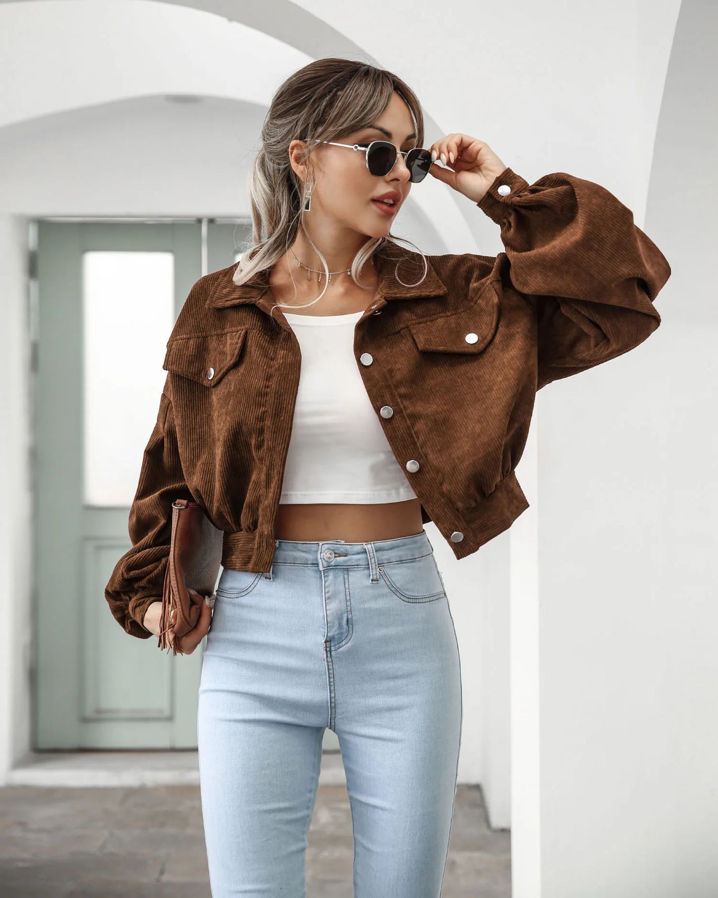 Autumn Cropped Corduroy Jacket - Vintage Winter Style