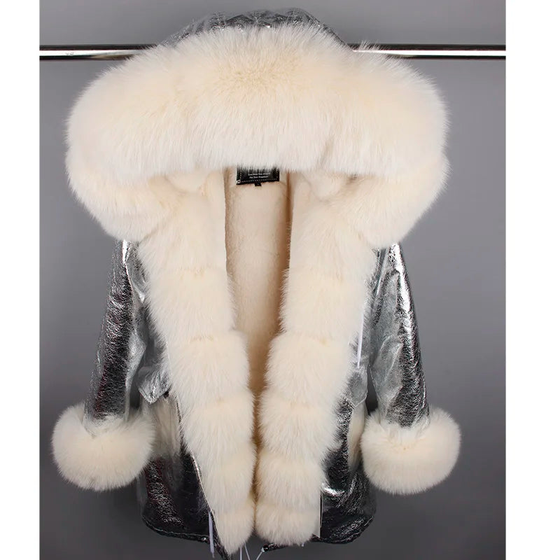 Luxury Hooded Real Fox Fur Jacket