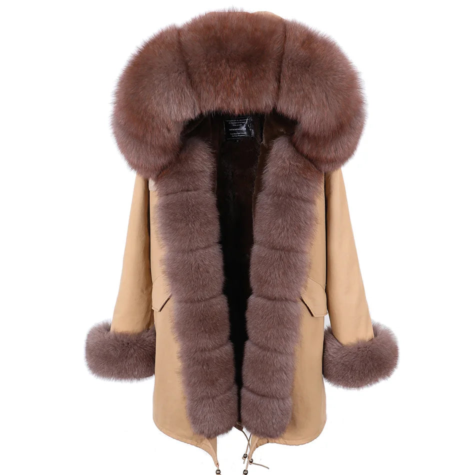 Luxury Hooded Real Fox Fur Jacket