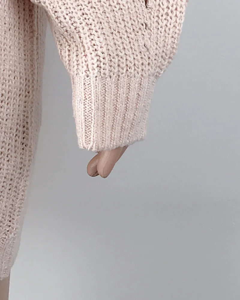 Oversized Turtleneck Knitted Mini Dress