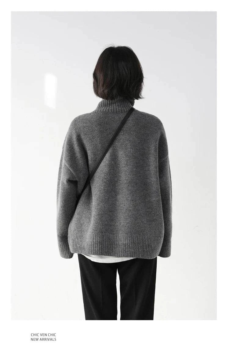 Women's Sweater - Loose Turtleneck Pullover Knitwear