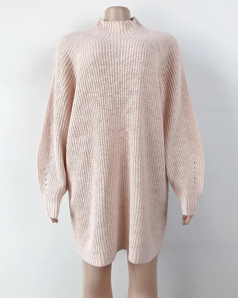 Oversized Turtleneck Knitted Mini Dress