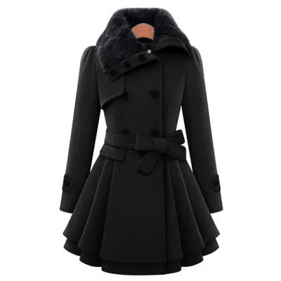 Women's Winter Slim Long Wool Sherpa Coat